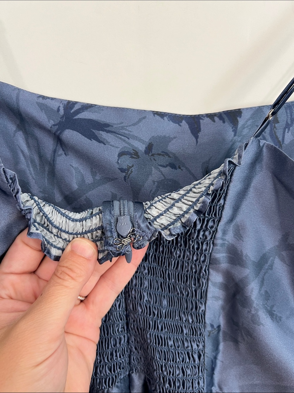 Reformation Blue Floral Satin Slip Gown - Picture 14 of 16